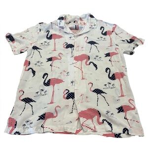 Denim & Flower Ricky Singh Mens‎ Land Of The Free Flamingo Print Shirt Sz Medium